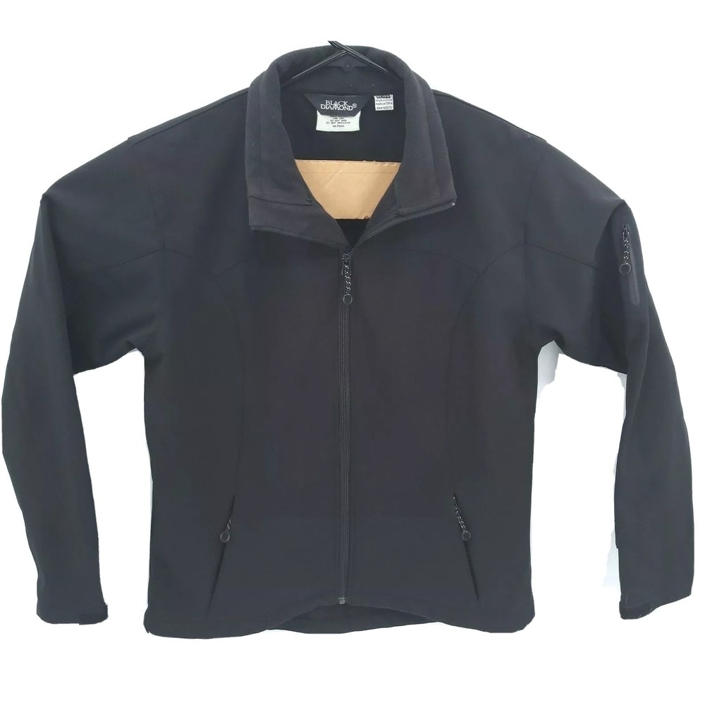 Black Diamond Jacket Womens XL‎ Black Softshell Fleece Lined Long Sleeve 187510